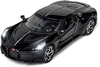 Alloy Metal Pull Back Die-cast Car 1:32 Bugatti LA Voiture Noire Diecast Metal Pullback Toy car with Openable Doors & Light, Music Boys Gifts Toys for Kids【 Black 】