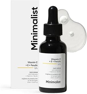 Minimalist Vitamin C+E+Ferulic Acid 16% Face Serum for Anti Aging & Glow | Reduces Skin Damage & Redness to Brighten Dull Complexion | For All Skin Types | For Women & Men | 0.68 Fl Oz / 20 ml
