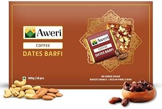 Aweri Coffee Dates Barfi (360 Gram) | No Added Sugar Healthy Date Bite | Dry Fruit Barfi | Dates, Almonds, Cashews, Ghee | Indian Sweet Mithai Gift Pack | Dry Fruits & Nut Gifts | Khajoor Barfi | Date Chikki