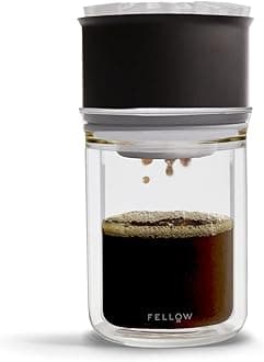Stagg Pour-Over Dripper & Double Wall Glass Kit 10 oz [X], Stainless Steel Vacuum Insulated, Non-Clogging, Fast Drip, Includes 15 Coffee Filter Papers