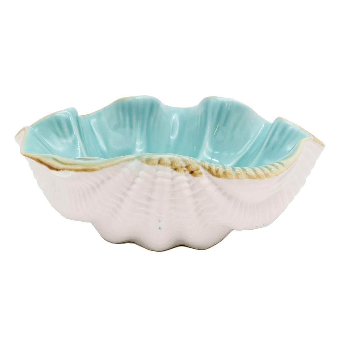 DEI Ceramic Bowl, 8.25 x 6.75 x 2.75, White/Green
