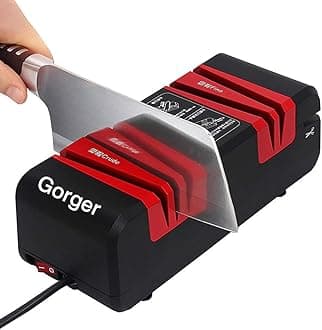 Electric Knife Sharpener 2800r/min Kitchen Knives Scissors Sharpening Tool Grind Professional Sharpener Chef's Choice Safe Diamond Wheel 50w All-Copper Motor(Red)