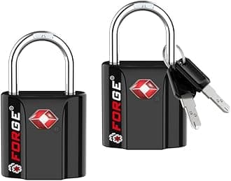 Forge 1'' Wide 1.8'' Tall, TSA Approved Luggage Locks: Key Locks for Travel. Ultra Secure Dimple Key Travel Locks Alloy Body Luggage Locks. Black 2 Pack.