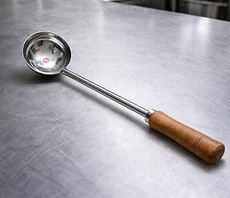 Lakshmi Stainless Steel Big/Large Chinese Ladle/5 No Golchi/Long Dabbu with Wooden Handle Wok for Commercial Purpose Only Size XXL-Large 48cm * 9 cm