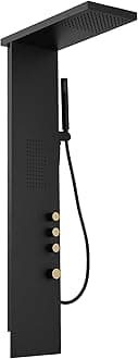 Shower Panel Tower System Stainless Steel Rainfall Shower Massage Body Jets and Handheld Shower System 3-Functions Wall Mount, Black