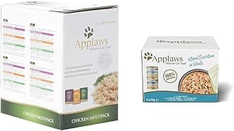 Applaws 100% Natural Wet Cat Food, Chicken Selection in Broth Pouch, 12 x 70 g Pouches & 100% Natural Wet Cat Food, Multipack Fish and Chicken Mixed Selection in Broth 70 g Tin (Pack of 12)