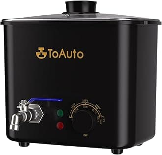 TOAUTO8Lbs Black Electric Candle Wax Pot - Soy Wax Melter for Candle Making with Quick Pour Valve & Various Temperature Control for DIY Candle Enthusiast, Easy to Use and Clean AC 120V