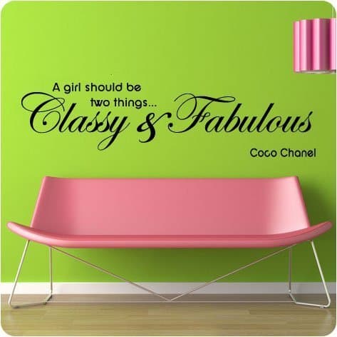 Coco Chanel Quote-A Girl Should Be Two Things-Classy and Fabulous - Wall Sticker Decal Quote Art Mural Large Nice