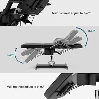 Professional Tattoo Bed, Hydraulic Tattoo Chair Esthetician Bed, Multi-Purpose 3-Section Facial Table, Adjustable Beauty Salon Spa Massage