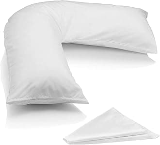 Luxury Filling V Pillow With Pillowcase - Orthopedic Supportive Pillow For Neck, Back & Shoulder - Pregnancy Nursing Support Shaped Pillows - Premium Hollowfiber Filling & Machine Washable