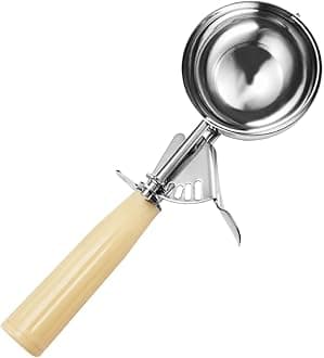 Portion Scoop - #6 (5.3 oz) - Disher, Food Scoop, Cupcake Scoop, Muffin Scoops - Portion Control - 18/8 Stainless Steel, Ivory Handle