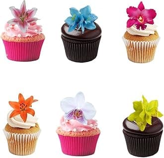 30 Gorgeous Mixed Orchid & Lily Flower Selection Edible Wafer Paper Cake Toppers Decorations