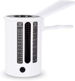 ETI Water Flow Cup for Plumbing — Weir Gauge for Measuring Water Flow, Dual Scale Measurements in litres & Gallons, Water Flow Gauge with Robust ABS Plastic Design