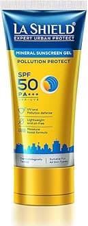 La Shield Pollution Protect SPF 50 Mineral Sunscreen Gel | PA+++ | Lightweight & Oil free | Moisture boost formula | Water resistant| All Skin types |Dermatologist Tested | 50g