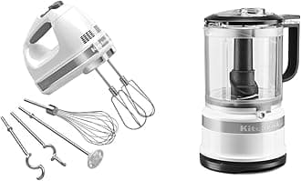 9-Speed Hand Mixer with Turbo Beater II Accessories and 5 Cup Food Chopper - White