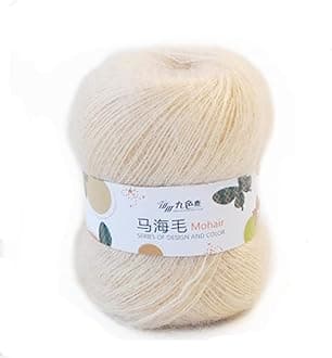 Super Soft Mohair Cashmere Wool Knitting Yarn - 50g One Skein,Cream,Ideal for Sweaters, Hats, and Scarves