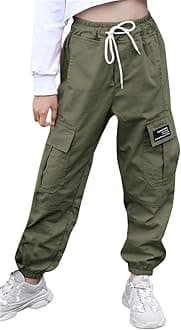 SANGTREE Girls & Womens Drawstring Cargo Jogger Pants,3 Years - Women 3XL