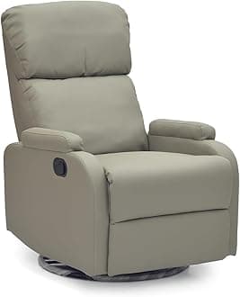 Multi Home Furniture Grey Recliner Chair for Living Room – Modern Lazy Sofa Chair with 360° Swivel, Rocking Motion, PU Leather Fabric Single Sofa Recliner, Armchair Lounge Chair Sofa for Home & Office