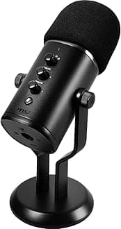 MSI IMMERSE GV60 STREAMING MIC (USB Type-C Interface and 3.5mm Aux, For Professional applications with Intuituve control in 4 modes: Stereo, Omnidirectional, Cardioid and Bidirectional)