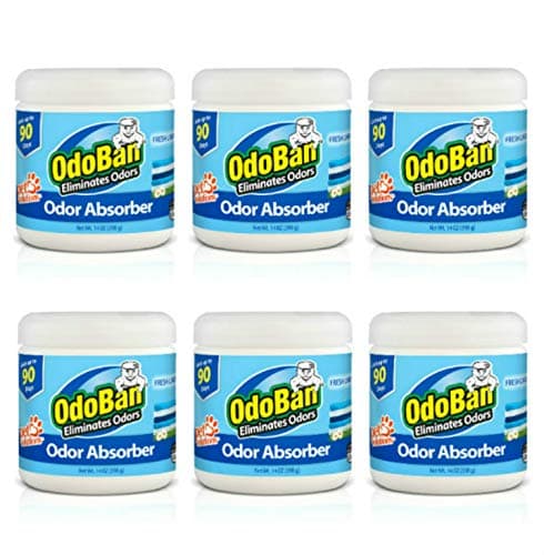 OdoBan Solid Odor Absorber Eliminator for Home and Small Spaces, Fresh Linen Scent, 14 Ounces Each, 6-Pack