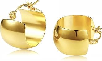 Chunky Gold Hoop Earrings for Women, 14k Gold Plated Thick Triple Hoop Earrings Hypoallergenic Trendy Chunky Gold Hoops Earrings Dainty Jewelry Gifts for Women