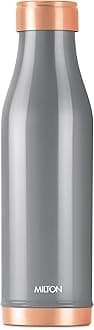 MILTON Copper Charge Water Bottle, 930 ml, Grey | Lacquer Coating, Curved Bottle | Diwali | Festive | Gifting | Yoga | Home | Kitchen | Vedic