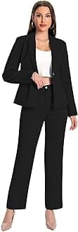 YUNCLOS Women's 2 Piece Office Lady Business Suit Set Slim Fit Blazer Pant