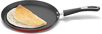 Preethi Dura Collection Non Stick Tawa, 26 cm, Gas & Induction Compatible, 5 Star Non Stick Effect, Chilly Red