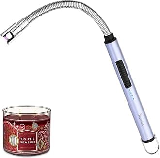 SUPRUS Candle Rechargeable Electric Arc Lighter Stainless Steel Housing & Hanging Hook with 360° Flexible Neck (Blue)