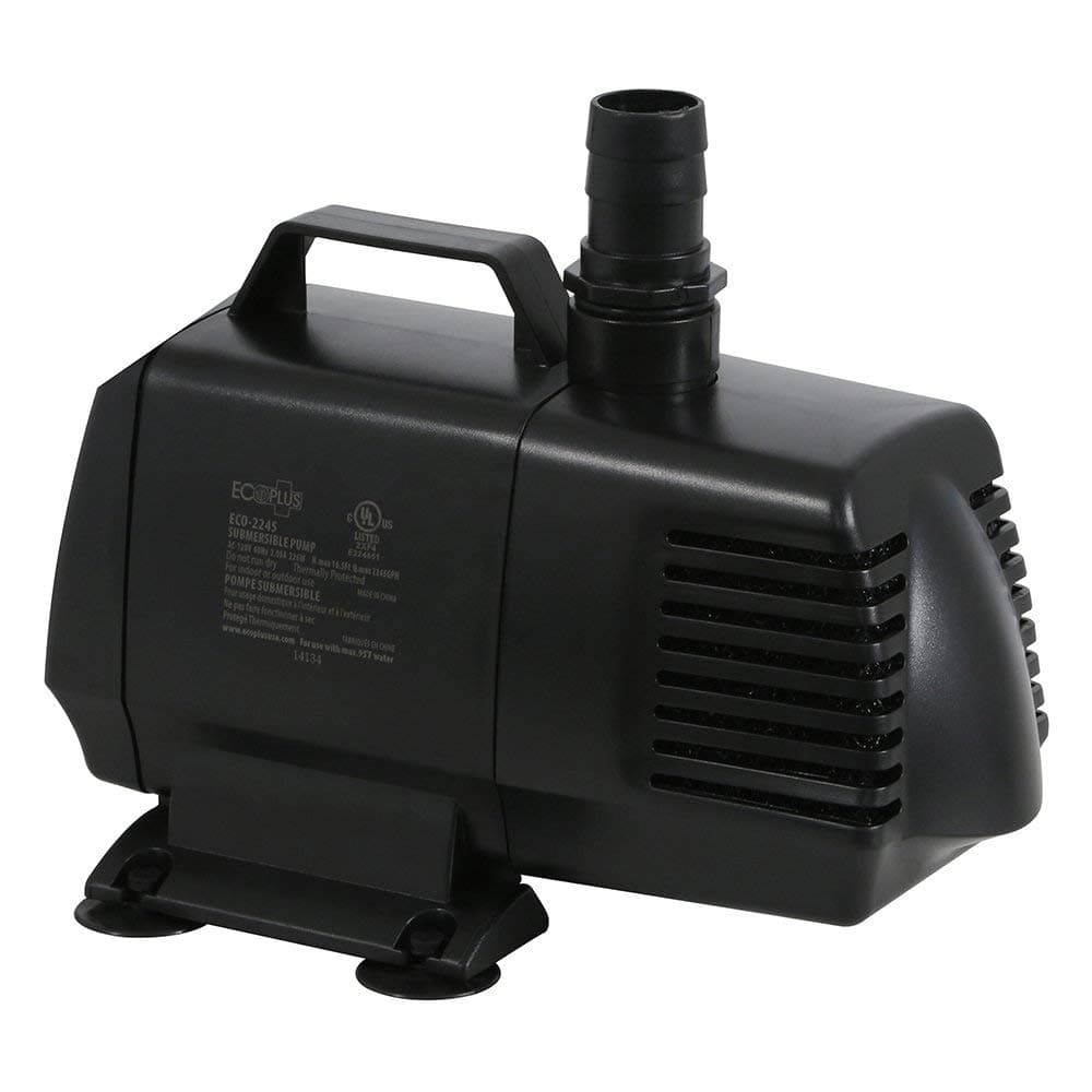 Eco 2245 Water Pump Fixed Flow Submersible Or Inline For Aquariums, Ponds, Fountains & Hydroponics - UL Listed, 2166 GPH, Black