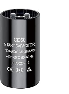 300-360 uf/MFD CD60 Round Start Capacitor ±20% 50/60 Hz 330-375 VAC Round Motor Well Pump Start Capacitor (300-360 uf/MFD, 1)