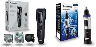 ER-GB62 Wet and Dry Electric Hair, Beard & Body Trimmer for Men with 40 Cutting Lengths & ER-GN30 Wet and Dry Electric Nose, Ear and Facial Hair Trimmer for Men