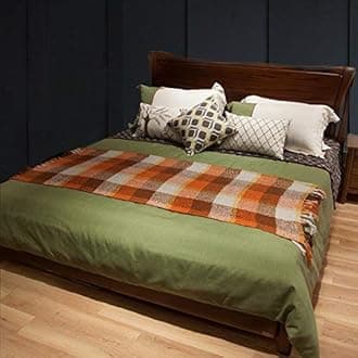 LALIFIT (Orange) - Super Soft Vintage Fluffy Plaid Throw Blanket-100% Acrylic Cashmere-like- Bedspread Picnic Tailgate Stadium RV Camping Blanket Throw with Fringe,130cm W x 170cm L (Orange)