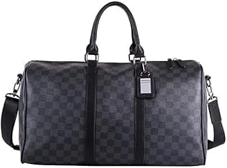 Travel Duffle Bag for Men PU Leather Sports Gym Bag Water Repellent Travel Bag for Business Weekend Getaway Overnight (Checkerboard)