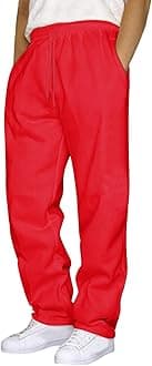 Men's Fashion Sweatpants Baggy Wide Straight Leg Joggers Classic Fit Flat Front Hiking Outdoor Trousers