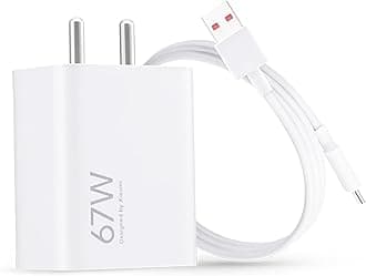 Mi Xiaomi Original 67W Fast Charger Combo/Rapid Charging with Qualcomm Quick Charge 3.0. Includes USB Type-C 6A Fast Charge Cable. Compatable with mobiles, laptops, and Power Banks (White)