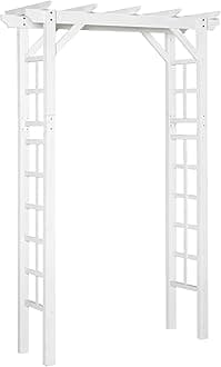 Outsunny 85" Wooden Garden Arbor for Wedding and Ceremony, Outdoor Garden Arch Trellis for Climbing Vines, Fir Wood, White