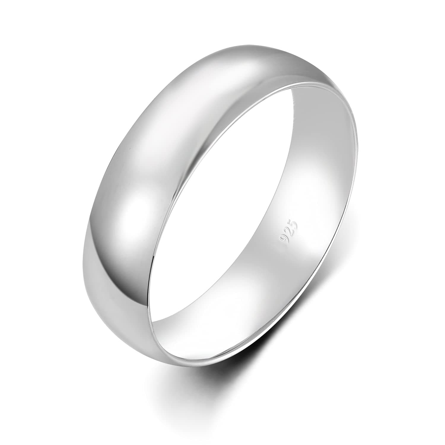 Polished 925 sterling silver ring with smooth and wear-resistant dome - Comfortable fit - 4mm