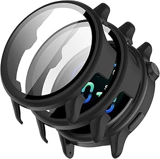 [2-Pack] Case with Tempered Glass Screen Protector Compatible with Garmin Vivoactive 6, Bumper Full Coverage Protective Hard Dull-Polish PC Cases Face Cover for Vivoactive 6