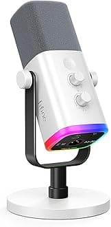 FIFINE XLR/USB Gaming Microphone for Streaming, Podcasting, PC, PS4/PS5 - AmpliGame AM8W White With Gain Knob, Mute, Monitoring Jack for Recording, Video Creation