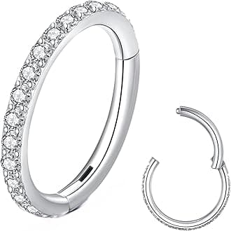 BLESSMYLOVE Clear CZ Nose Rings & Earrings - 316L Surgical Steel - Cartilage, Conch, Daith, Helix, Rook, Tragus, Lobe & Snug Body Piercing Jewelry - 20G, 18G