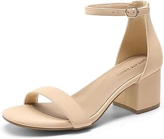 DREAM PAIRS Womens Low-Chunk Low Heel Pump Sandal