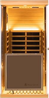 LTCCDSS Far Infrared Sauna, Red Cedar Indoor Sauna with 1100W, 6 Heaters, 2 PCS 7 Color Therapy Lights, LCD Screen, 3 Side Glasses, 270°Panoramic View（Left and Right Doors are Shipped Randomly）