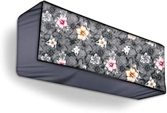 Split Ac Cover Indoor Unit For 2 Ton Capacity Ac, All Weather Polyester Cover / Attractive Digital Prints / Dustproof / Water Resistant Ac Cover (Grey Flower)