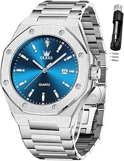 - Watches for Men Stainless Steel Business Dress Large Easy to Read Analog Watch Waterproof Luminous Casual Luxury Men Watch