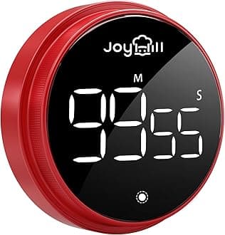 JOYHILL Timers, Timer for Kids, Digital Kitchen Timer Magnetic with Large LED Display, Volume Adjustable Countdown/up Clock for Cooking, Teaching, Classroom Study, Fitness and Oven（Red）
