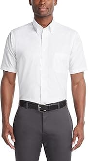 Mens Short Sleeve Dress Shirt Regular Fit Oxford Solid