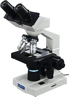 OMAX 40X-2000X LED Binocular Compound Lab Microscope w/ Double Layer Mechanical Stage + Blank Slides, Cover Slips, & Lens Cleaning Paper, M82ES-SC100-LP100