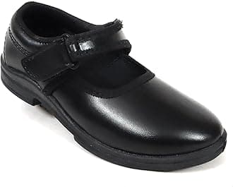 Girls Black School Shoes Ankle Deluxe (V) Ballerina