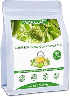 TEARELAE - Soursop Leaves Tea - 1.5g x 50 Count - 100% Pure Soursop Graviola Leaves Tea Bag - Country of Origin Thailand - Support Digestion & Rich In Nutrients